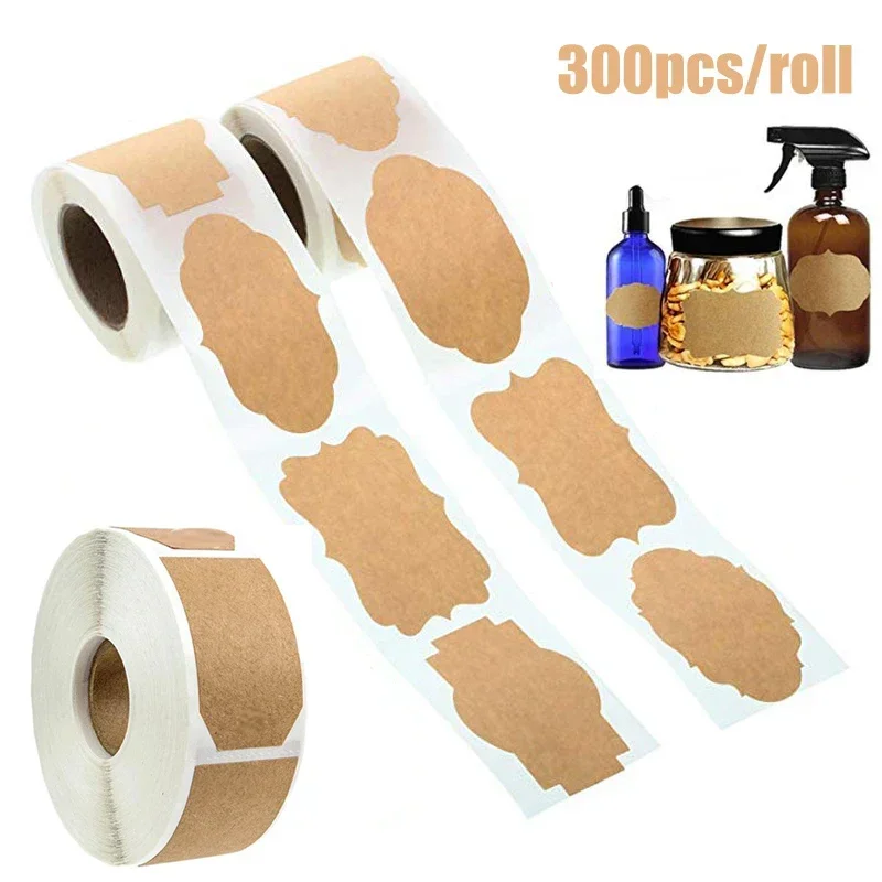 Kitchen.Baking Labels - 300Pcs Kraft Sticker Handwritten Convenience Stickers