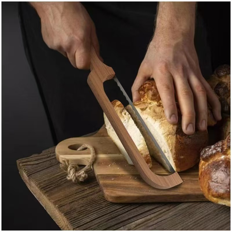 Bread Baking Kitchen Utensils - New wooden bread knife toast saw