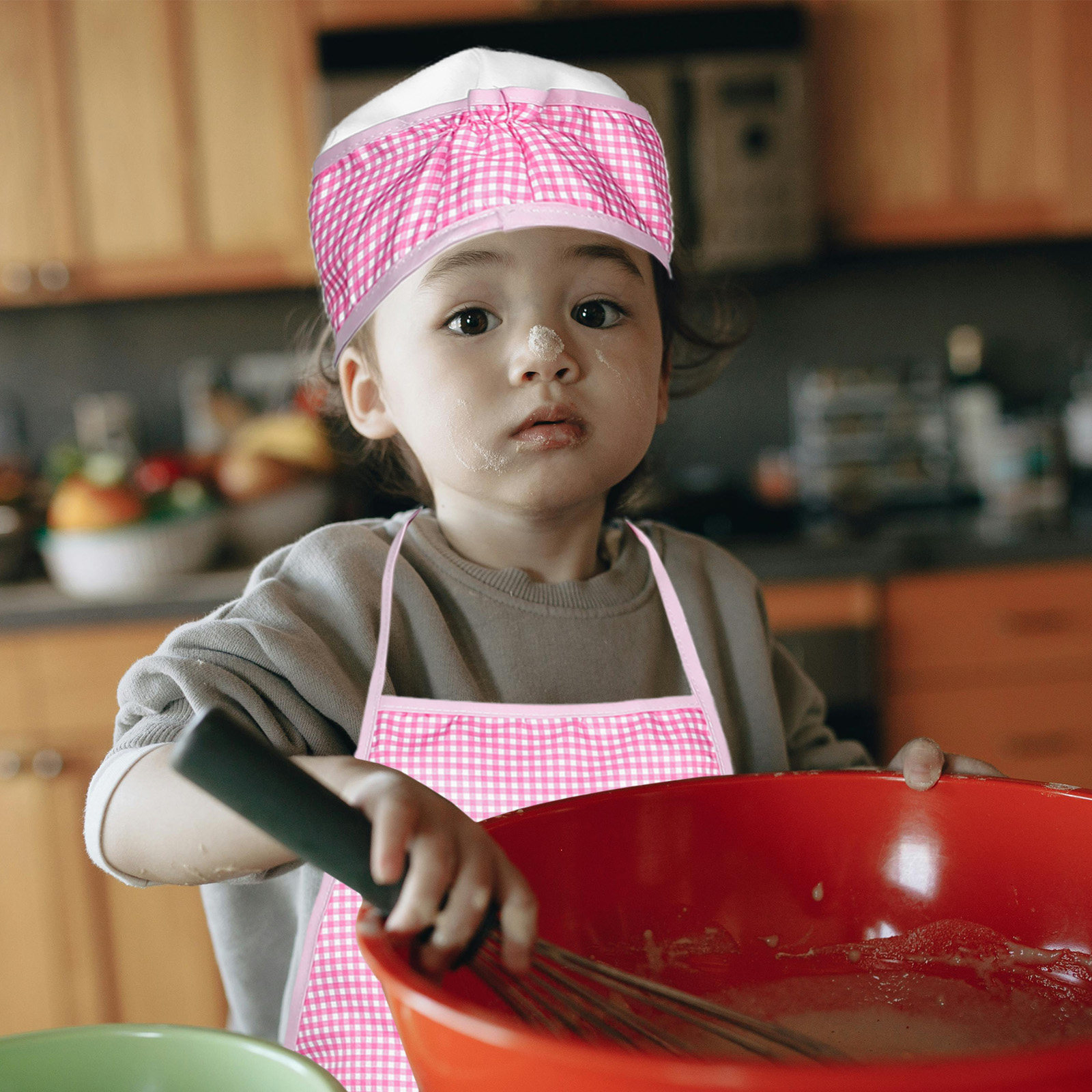 1Set Kids Apron and Chef Hat S - Baking Kitchen Set Up ulasan dan harga