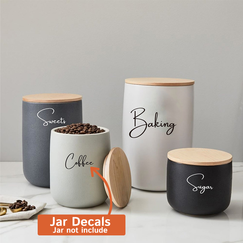 Decal Only 8Pcs Kitchen Organi - Kitchen.Baking Labels ulasan dan harga