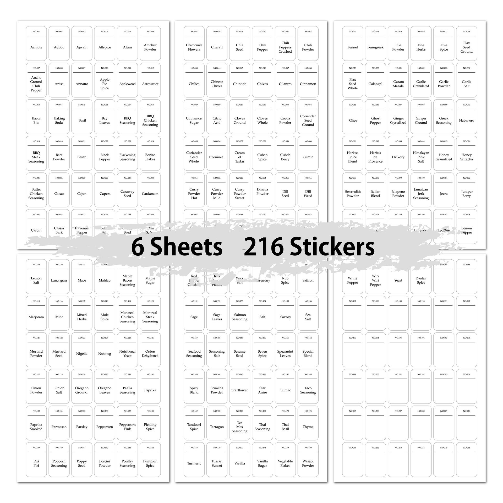 216pcs Kitchen Spice Jar Label - Kitchen.Baking Labels ulasan dan harga