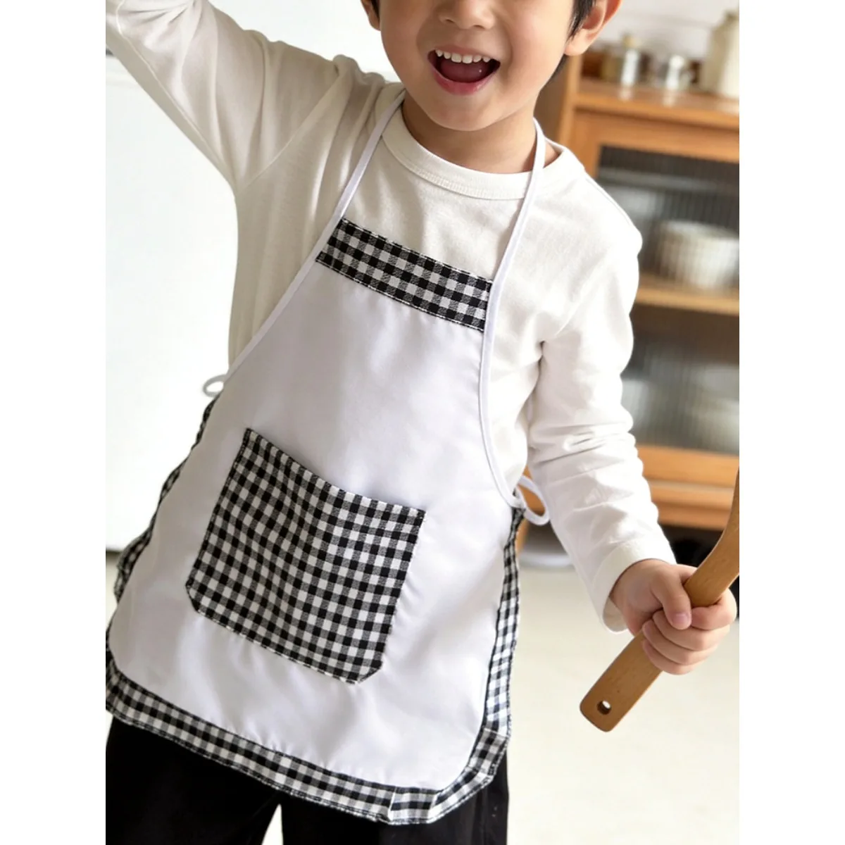 2pcs Plaid Kids Chef Apron and - Baking Kitchen Set Up ulasan dan harga