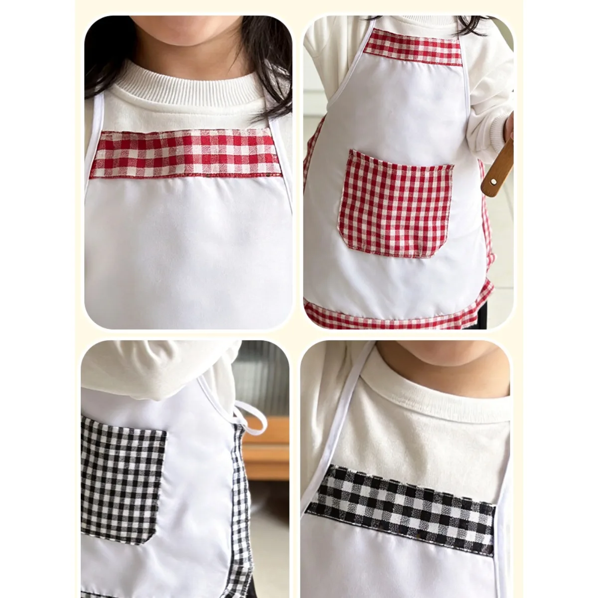 2pcs Plaid Kids Chef Apron and - Baking Kitchen Set Up ulasan dan harga