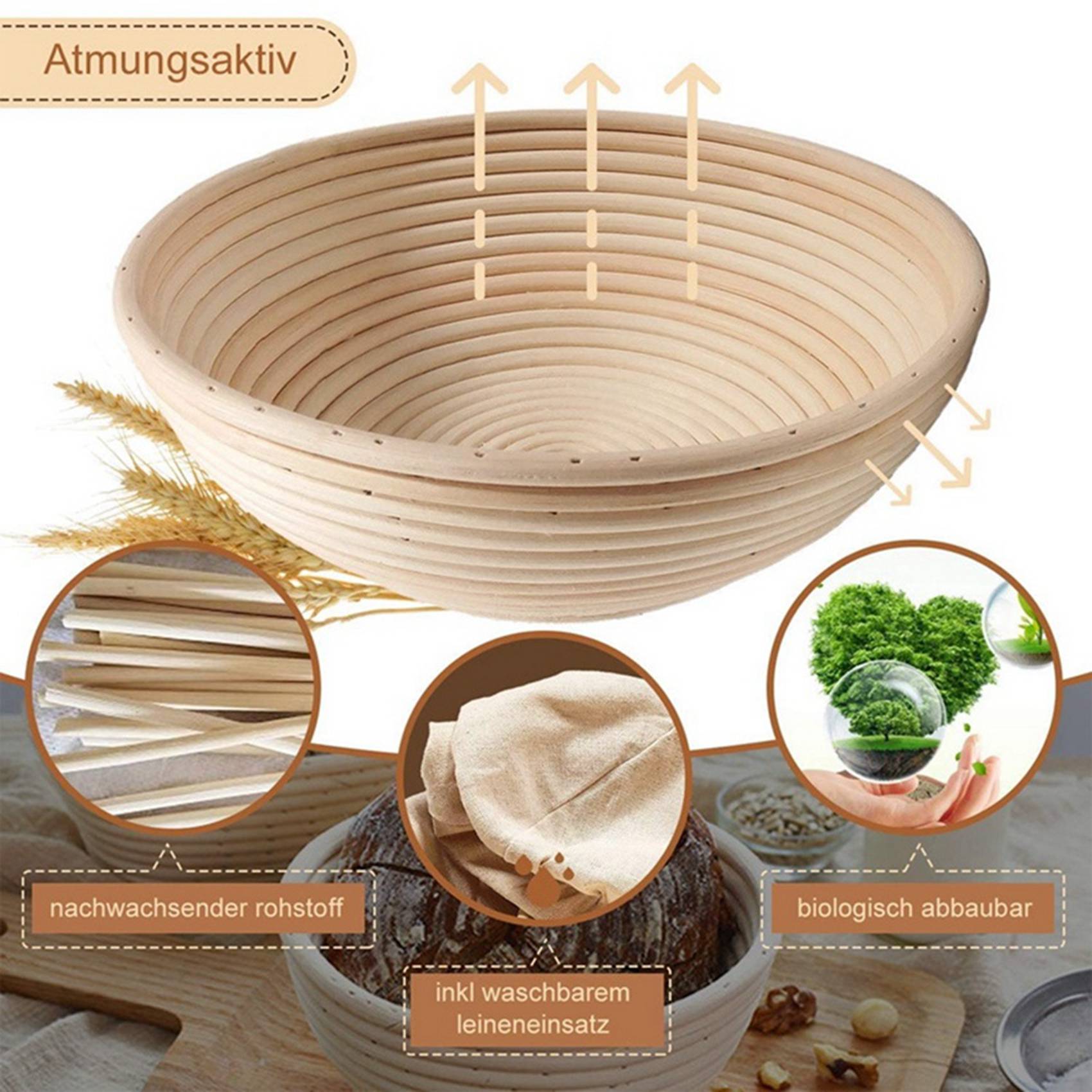 Round Set,4 Yeast Baskets For  - Proofing Basket Banneton ulasan dan harga