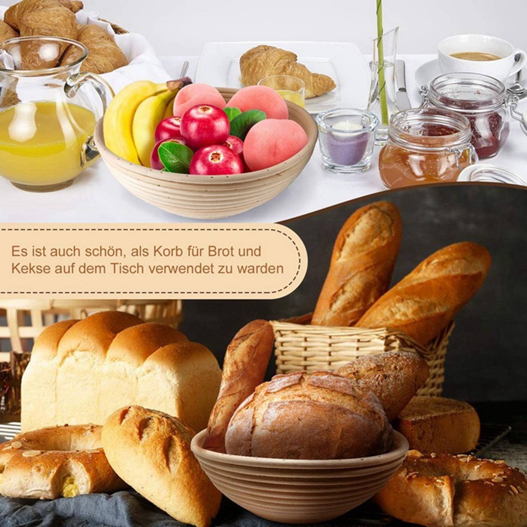 Round Set,4 Yeast Baskets For  - Proofing Basket Banneton ulasan dan harga